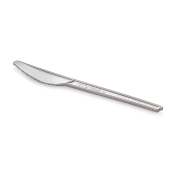 50 Bio-Einweg Messer aus CPLA, weiß, 16,8 cm, 100 % biologisch abbaubar