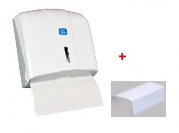 Papierhandtuchspender und 4000 Blatt Papierhandtuch, 2lg., Z-Falz